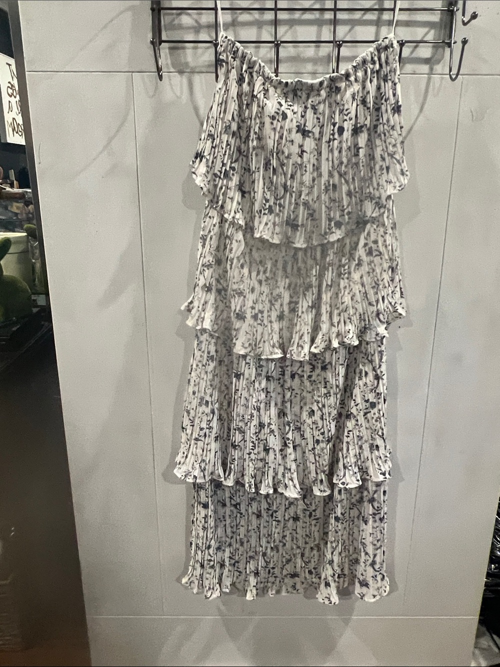 She + Sky White Dress with Black Floral Print